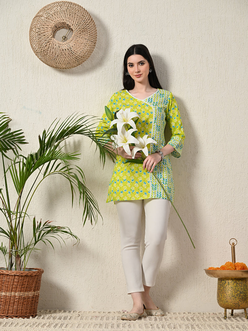 Graceful Wrap-Style Angrakha Cotton Kurti for Everyday Wear