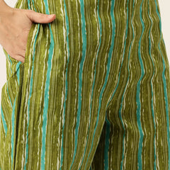 Bordered V-Neck 3-Piece Kurta Set with Ankle-Length Pants & Full-Length Dupatta (Size S-XXL).