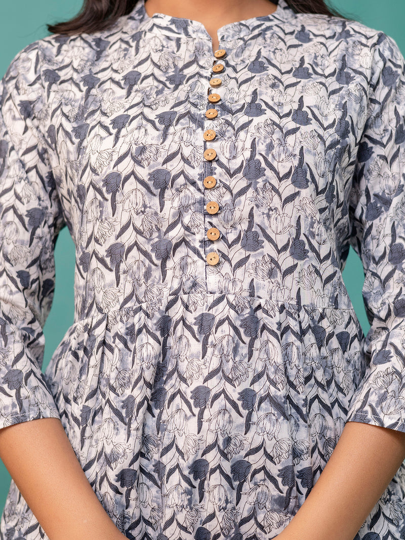 Tunic – Mandarin Collar, 3/4 Sleeves, Flattering Fit (Sizes S–XXL)