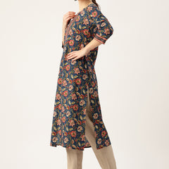 Empress Long Kurta for Women - V-Cut Neckline with 3/4 Sleeves