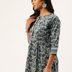 Inner Yoke Short Kurti for Women - Button Detail & 3/4 Sleeves