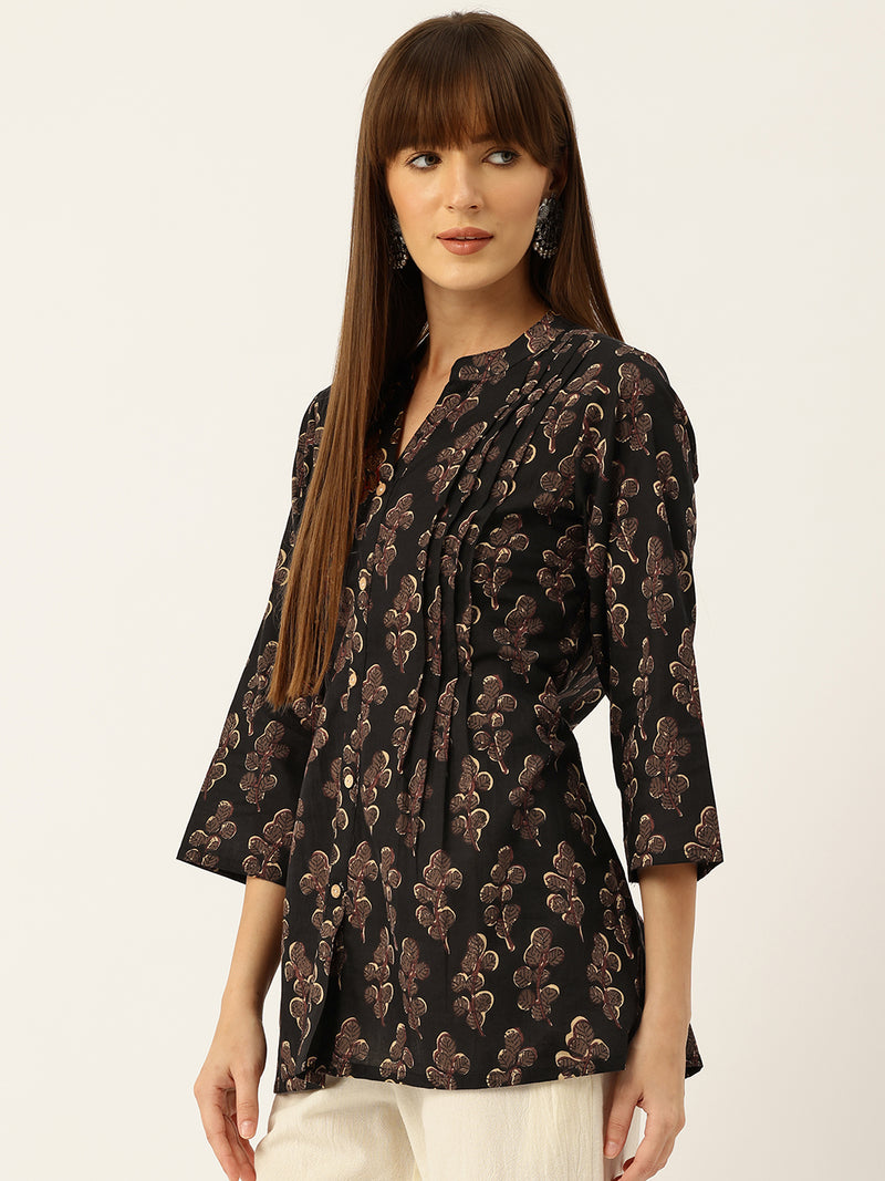 Elegant Mandarin Collar Printed Tunic – Stylish & Comfortable, Sizes