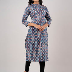 Feranoid Straight Knee Length Red Colour Kurta For Women