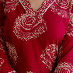 Bordered V-Neck 3-Piece Kurta Set with Ankle-Length Pants & Full-Length Dupatta (M–XXL)