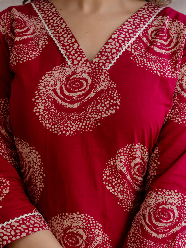 Bordered V-Neck 3-Piece Kurta Set with Ankle-Length Pants & Full-Length Dupatta (M–XXL)