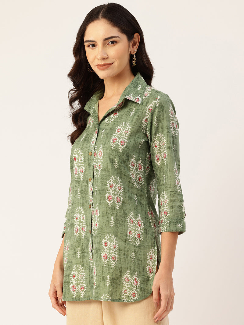 Versatile Collared Shirt with 3/4 Sleeves for Women – Elegant & Casual