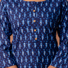 Chic Printed Short Kurti with Round Neck & 3/4 Sleeves