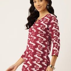 3/4 Sleeve Round Neck Vcut top Maroon Colour