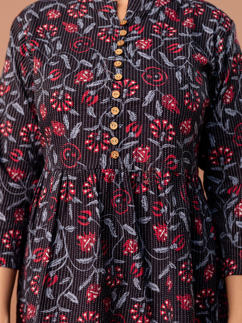 Top – Mandarin Collar, 3/4 Sleeves, Flattering Fit (Sizes S–XXL)