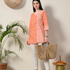 Graceful Wrap-Style Angrakha Cotton Kurti for Everyday Wear