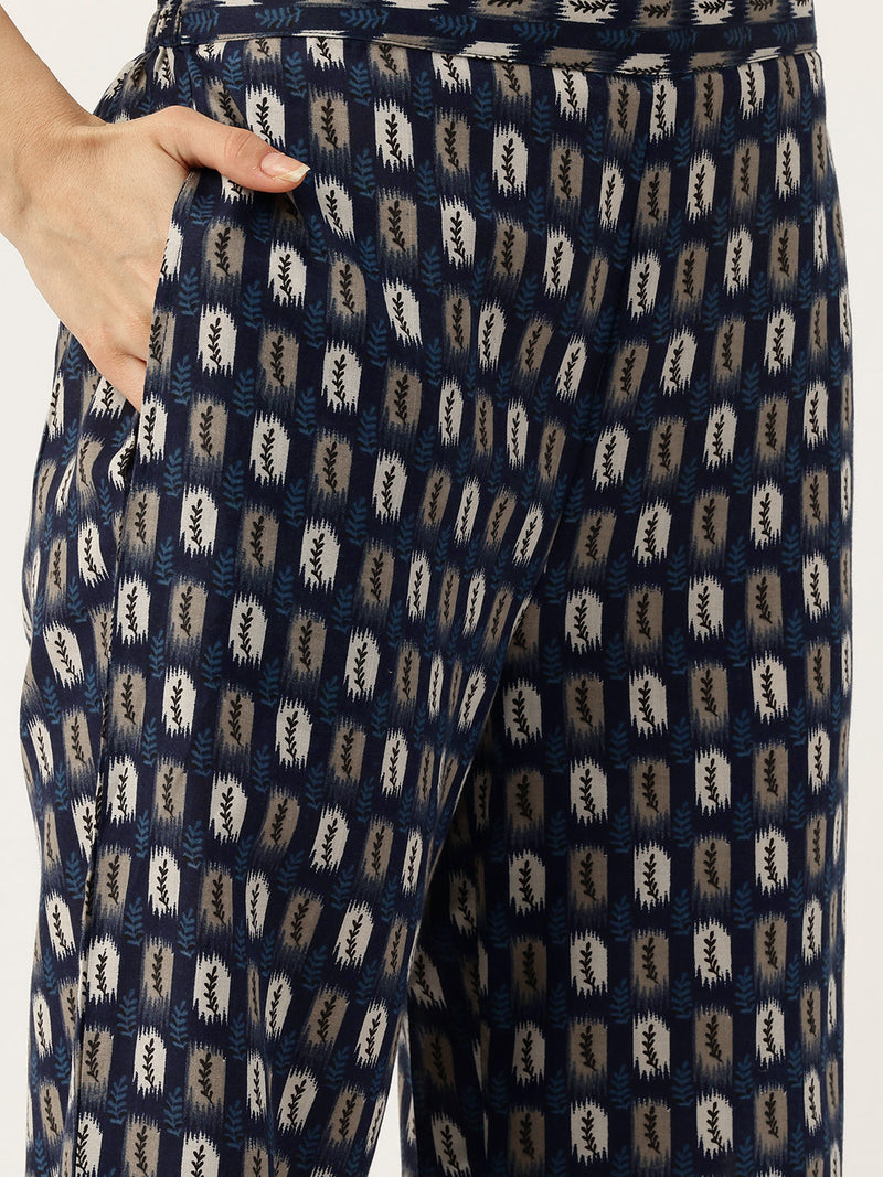 Round V-Cut Neck 3-Piece Kurta Set with Ankle-Length Pants & Full-Length Dupatta (Size S-XXL).