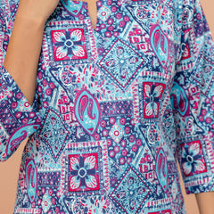 Elegant Printed Short Kurti – Soft Cotton, Everyday Style, Sizes S–XXL.