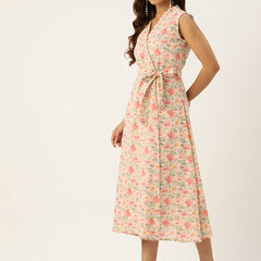 Floral Wrap Angrakha Dress – Lightweight Sleeveless Cotton Perfection