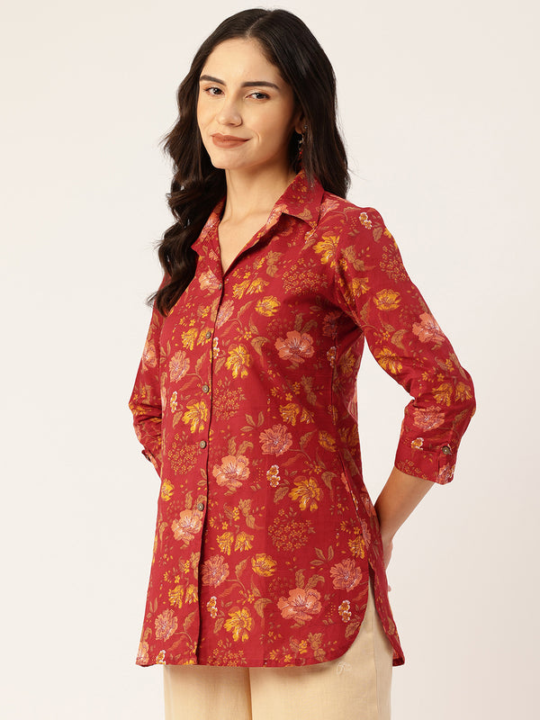 Versatile Collared Shirt with 3/4 Sleeves for Women – Elegant & Casual