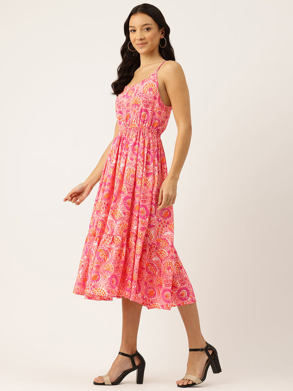 Women’s Floral Print Rayon Flared Dress | Soft & Lightweight | Casual Fit | Sizes XS–XXL