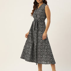 Floral Wrap Angrakha Dress – Lightweight Sleeveless Cotton Perfection