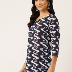 3/4 Sleeve Round Neck Vcut top Blue2 Colour