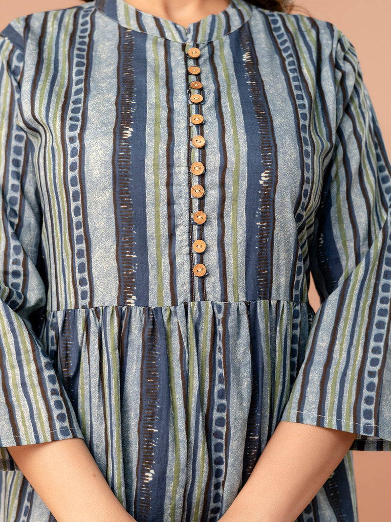 Top – Mandarin Collar, 3/4 Sleeves, Flattering Fit (Sizes S–XXL)