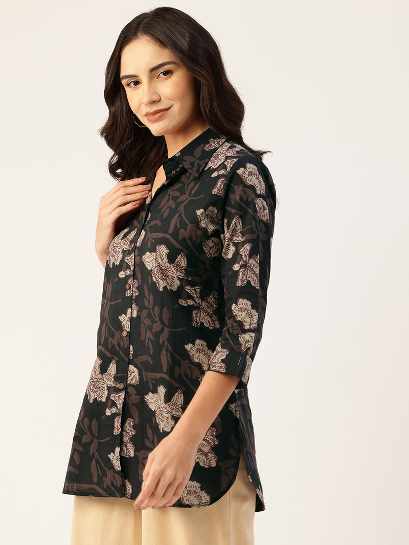 Versatile Collared Shirt with 3/4 Sleeves for Women – Elegant & Casual