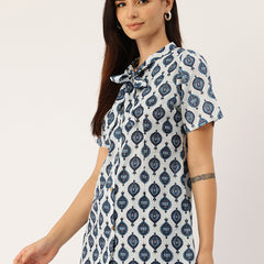 Elegant Bow Collar Cotton Shirt for Women - Stylish & Comfortable