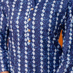 Chic Printed Short Kurti with Round Neck & 3/4 Sleeves
