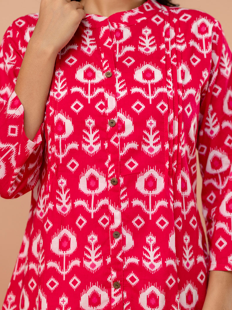Elegant Mandarin Collar Printed Tunic – Stylish & Comfortable, Sizes