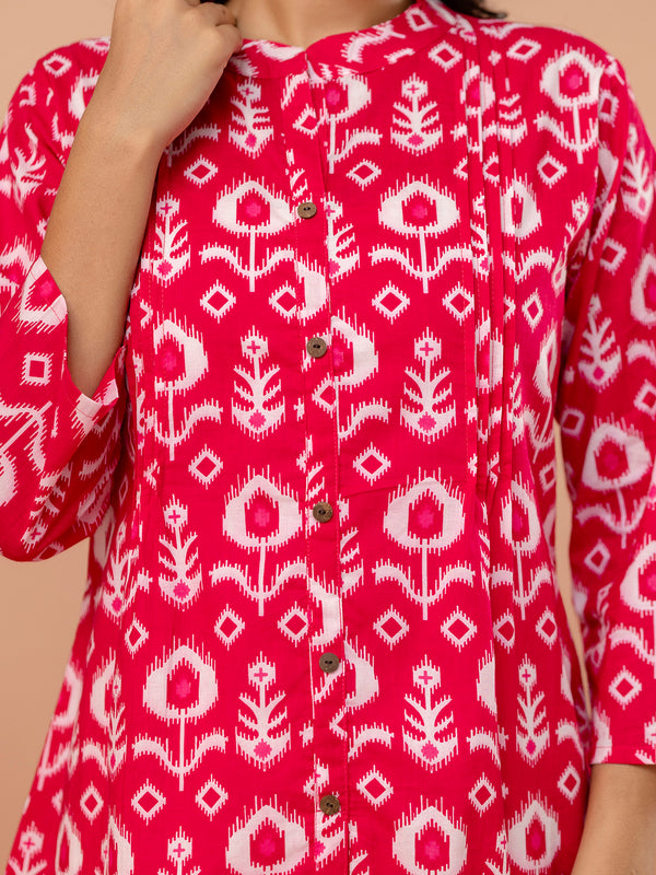 Elegant Mandarin Collar Printed Tunic – Stylish & Comfortable, Sizes