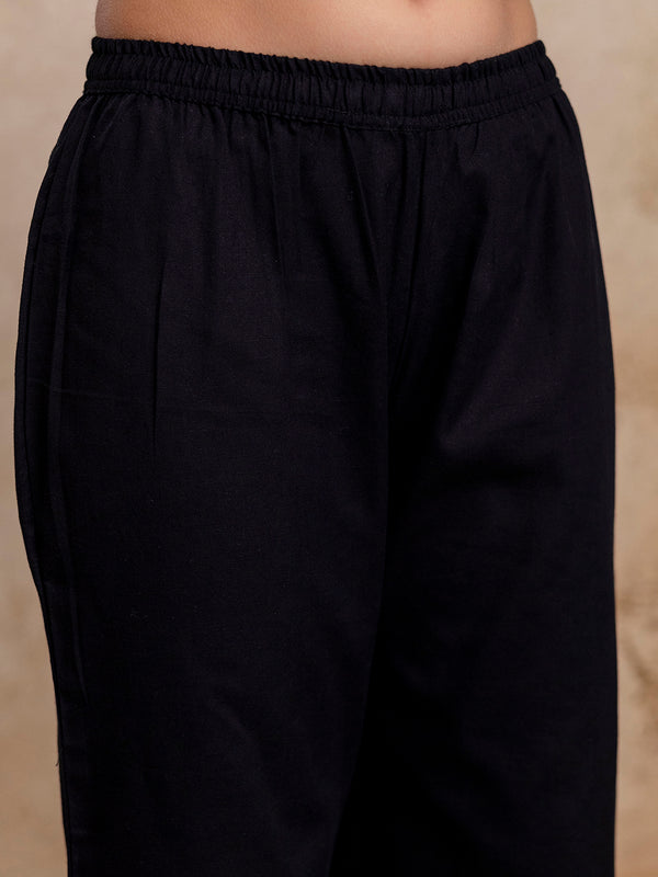 Classic Cotton Palazzos with Unique Curved Hem Design
