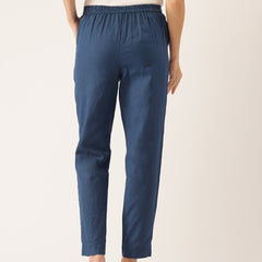 Cotton Pants - Double Pockets, Adjustable Waist, and Ankle-Length Fit