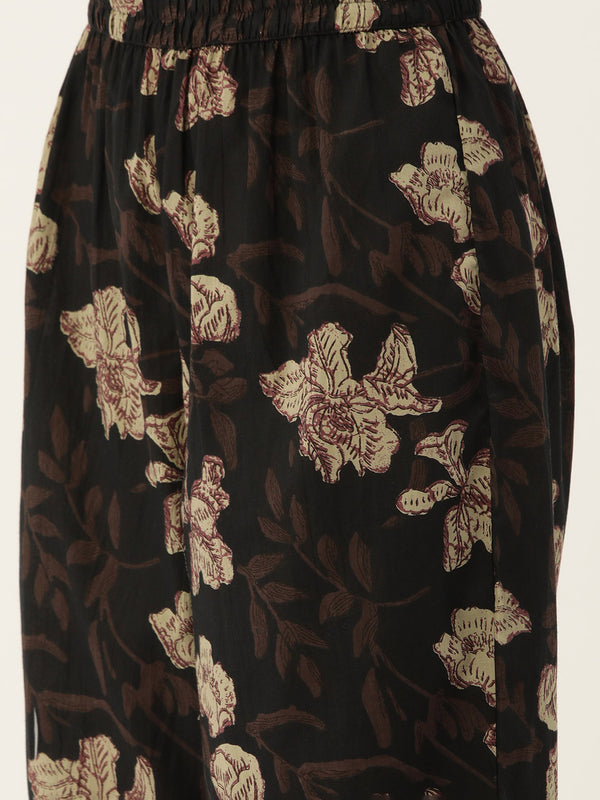 Black Elegant Collared Co-Ord Set with Frill Detail & Elasticated Pants