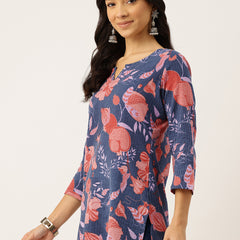 3/4 Sleeve Round Neck Vcut top BLue1 Colour
