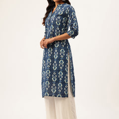 Graceful Long Kurta with 3/4 Sleeves and Button accents A Perfect Fusion of Comfort and Style