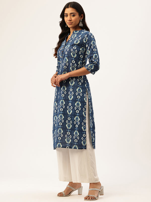 Graceful Long Kurta with 3/4 Sleeves and Button accents A Perfect Fusion of Comfort and Style