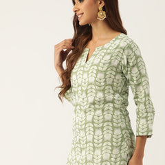 Cotton Printed V-Neck Short Kurti