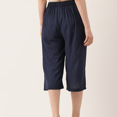 Women's Culottes | Calf-Length Pants with Double Pockets & Elastic Waistband