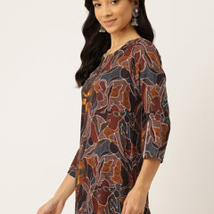 3/4 Sleeve Round Neck Vcut top Multi Colour