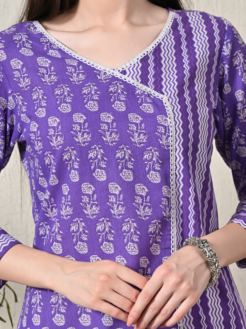 Graceful Wrap-Style Angrakha Cotton Kurti for Everyday Wear