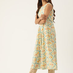 Cotton Printed Sleeveless A-Line Flared Kurti