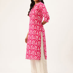 Graceful Long Kurta with 3/4 Sleeves and Button accents A Perfect Fusion of Comfort and Style