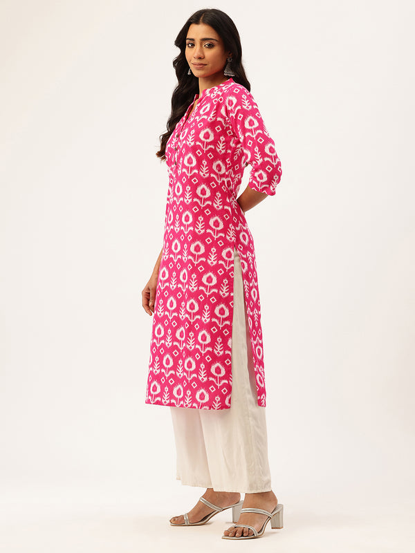 Graceful Long Kurta with 3/4 Sleeves and Button accents A Perfect Fusion of Comfort and Style