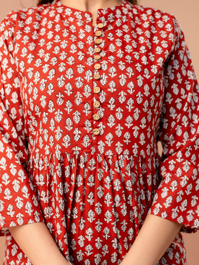 Top – Mandarin Collar, 3/4 Sleeves, Flattering Fit (Sizes S–XXL)