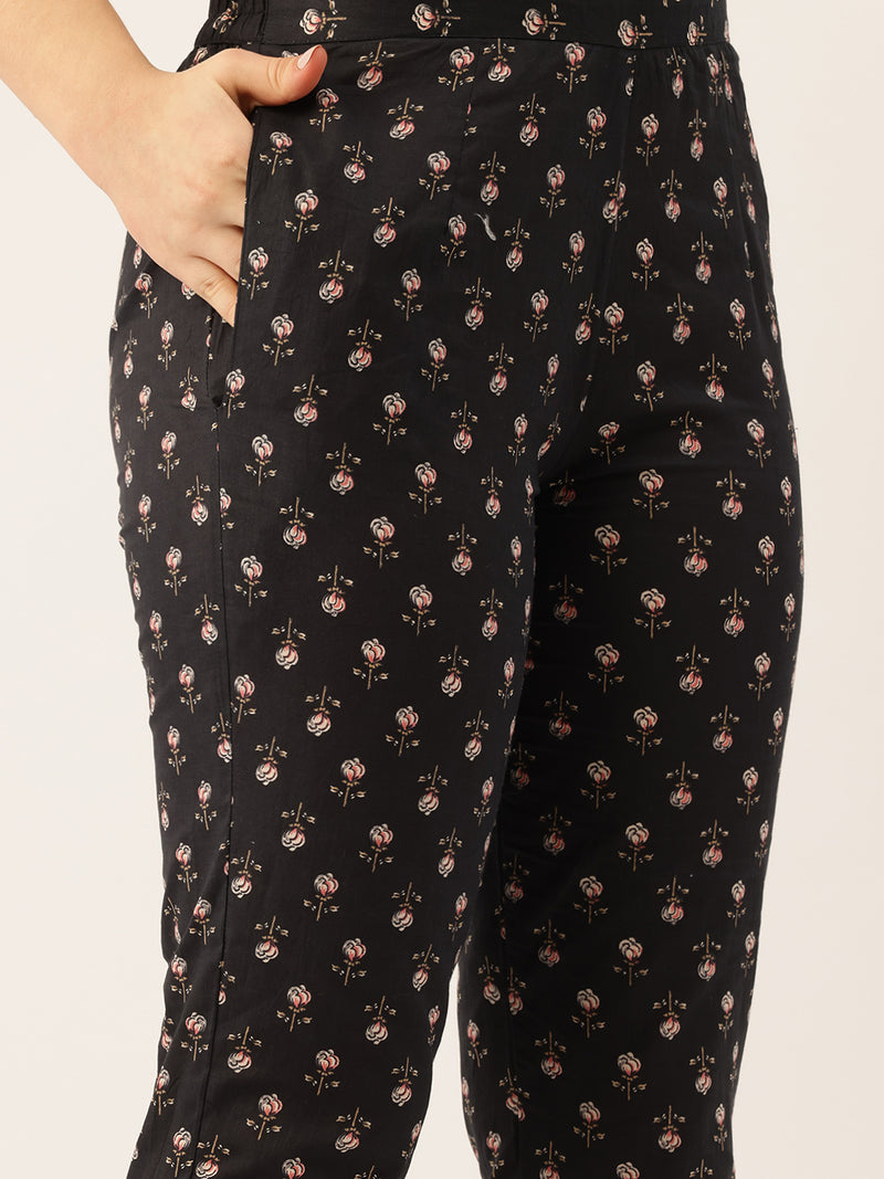 Straight Dupatta Sets - V-Neck, 3/4 Sleeves with Border Detailing, Elastic Waistband Pants with Pockets & Full-Length Dupatta (M-XXL)