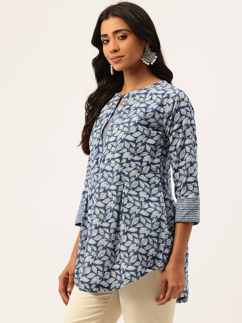 Inner Yoke Short Kurti for Women - Button Detail & 3/4 Sleeves