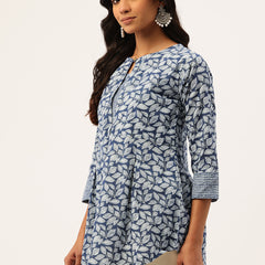 Inner Yoke Short Kurti for Women - Button Detail & 3/4 Sleeves