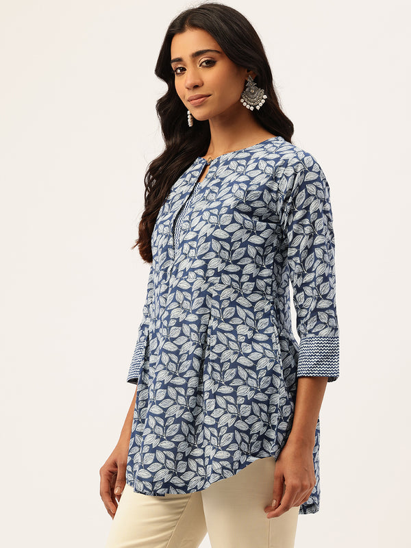 Inner Yoke Short Kurti for Women - Button Detail & 3/4 Sleeves