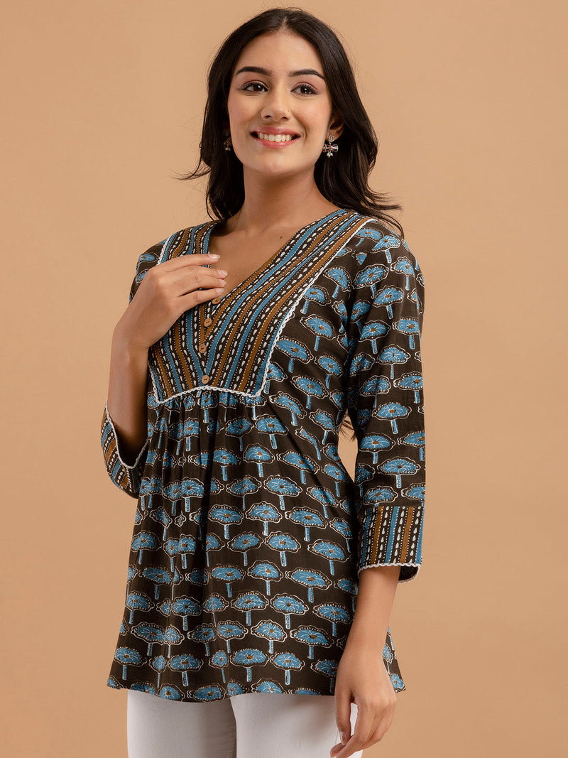 Cotton Printed A-Line Short Tunic