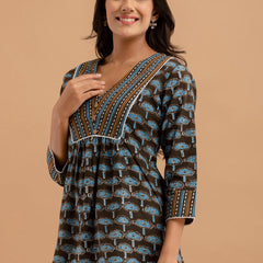 Cotton Printed A-Line Short Tunic