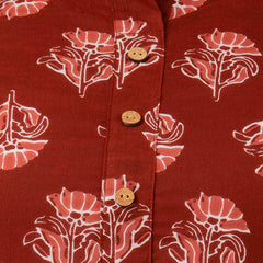 Women Red Cotton Printed Short Kurti