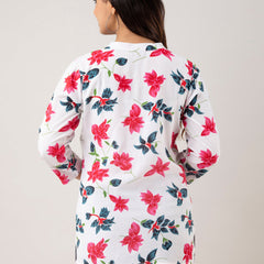 Women Printed White Straight Fit Short Tunic