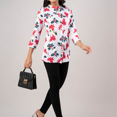 Printed Floral Rayon Shirt Tunic